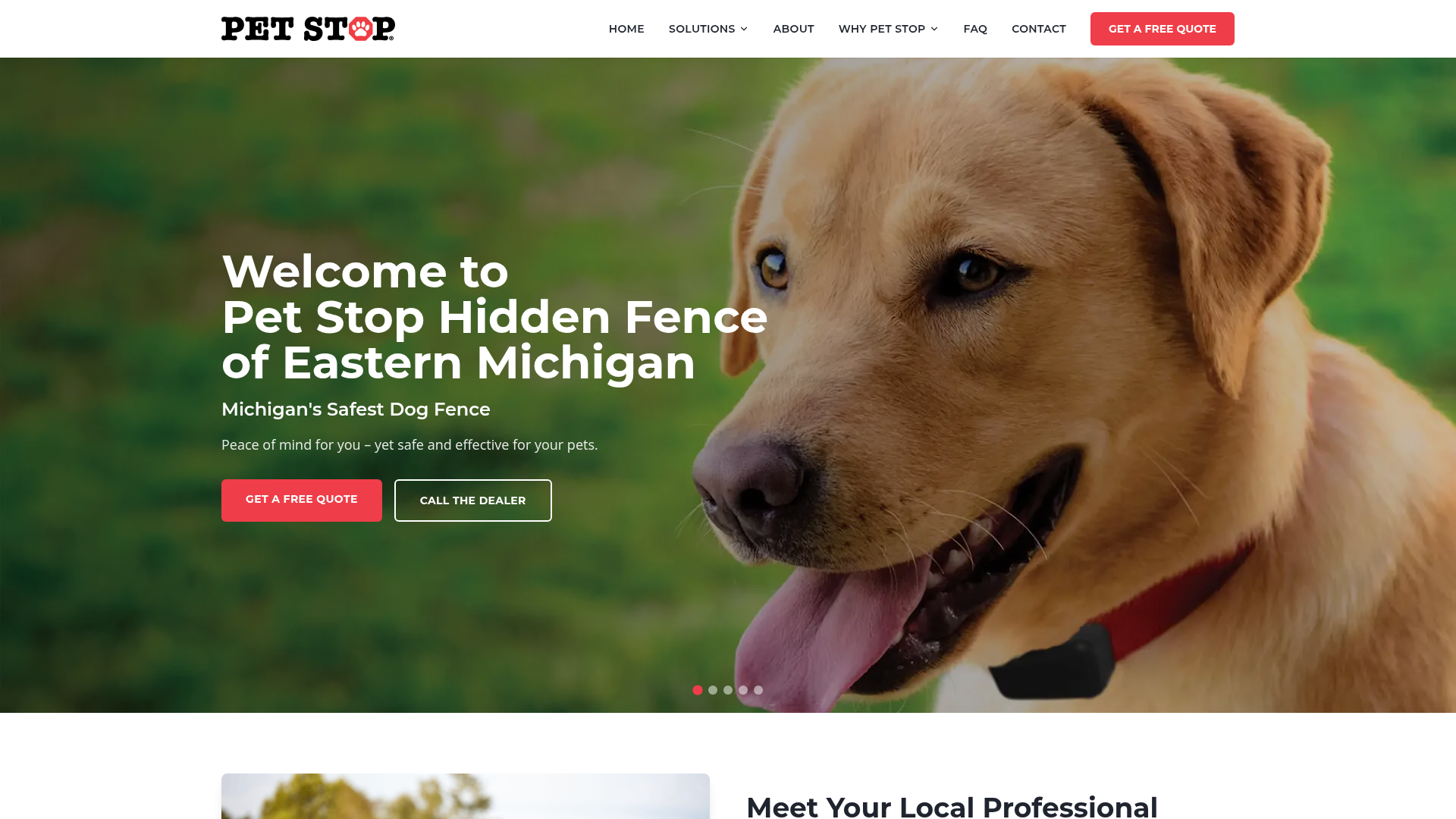 Pet Stop Hidden Fence website