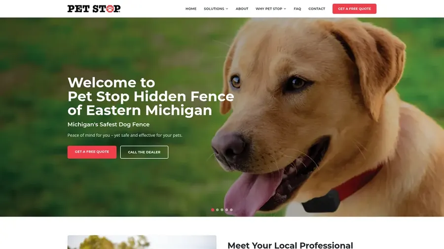 Pet Stop Hidden Fence website